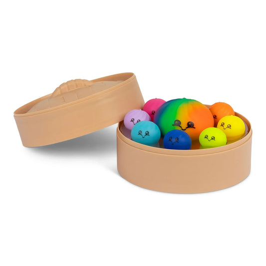 Scrunchems Mega Rainbow Dumpling Set with large rainbow and eight mini dumplings