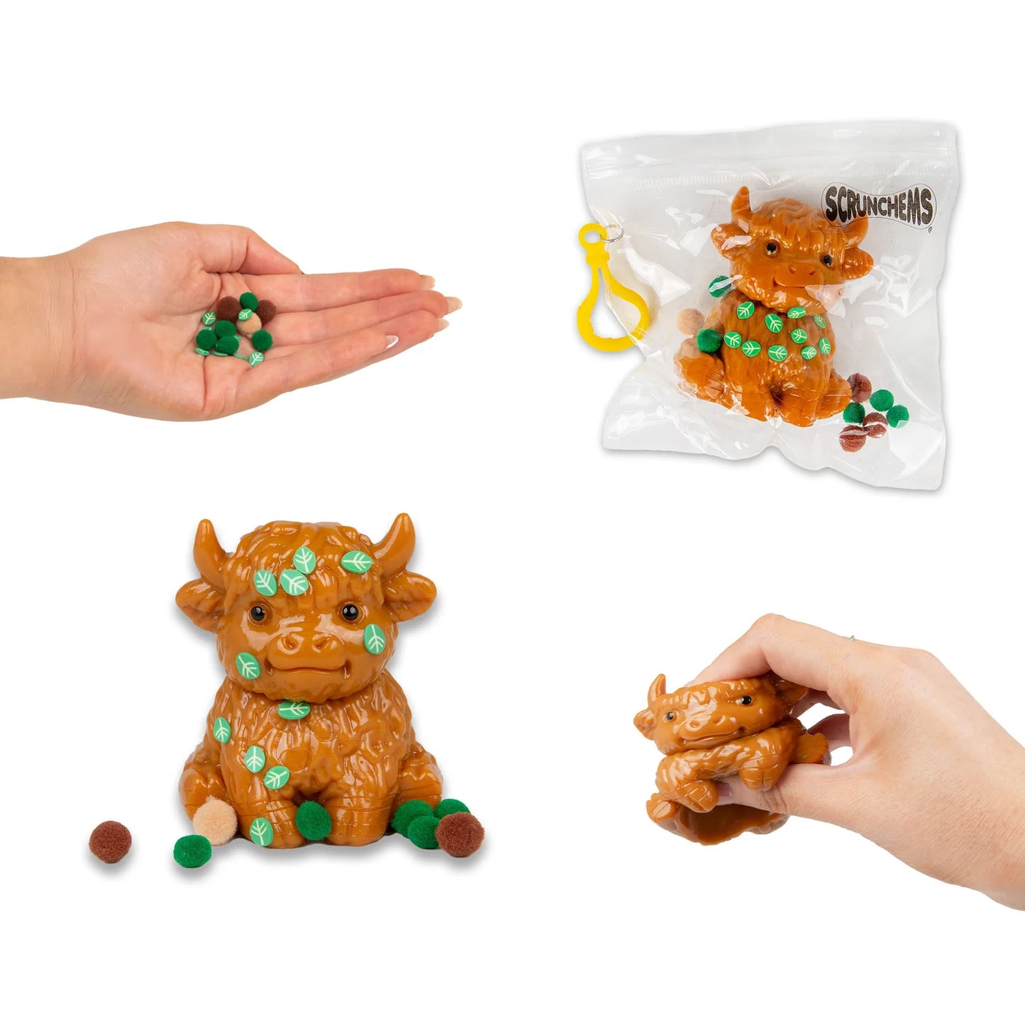 Scrunchems Sticky Squishy Highland Cow Stress Toy | Sensory Fidget Squeeze Ball for Kids - Fidgeting Fingers