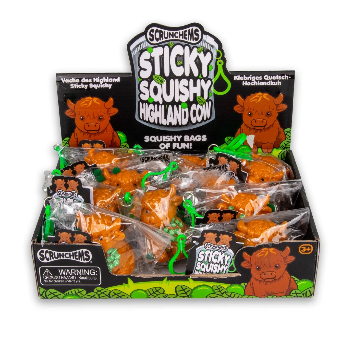 Scrunchems Sticky Squishy Highland Cow Stress Toy | Sensory Fidget Squeeze Ball for Kids - Fidgeting Fingers