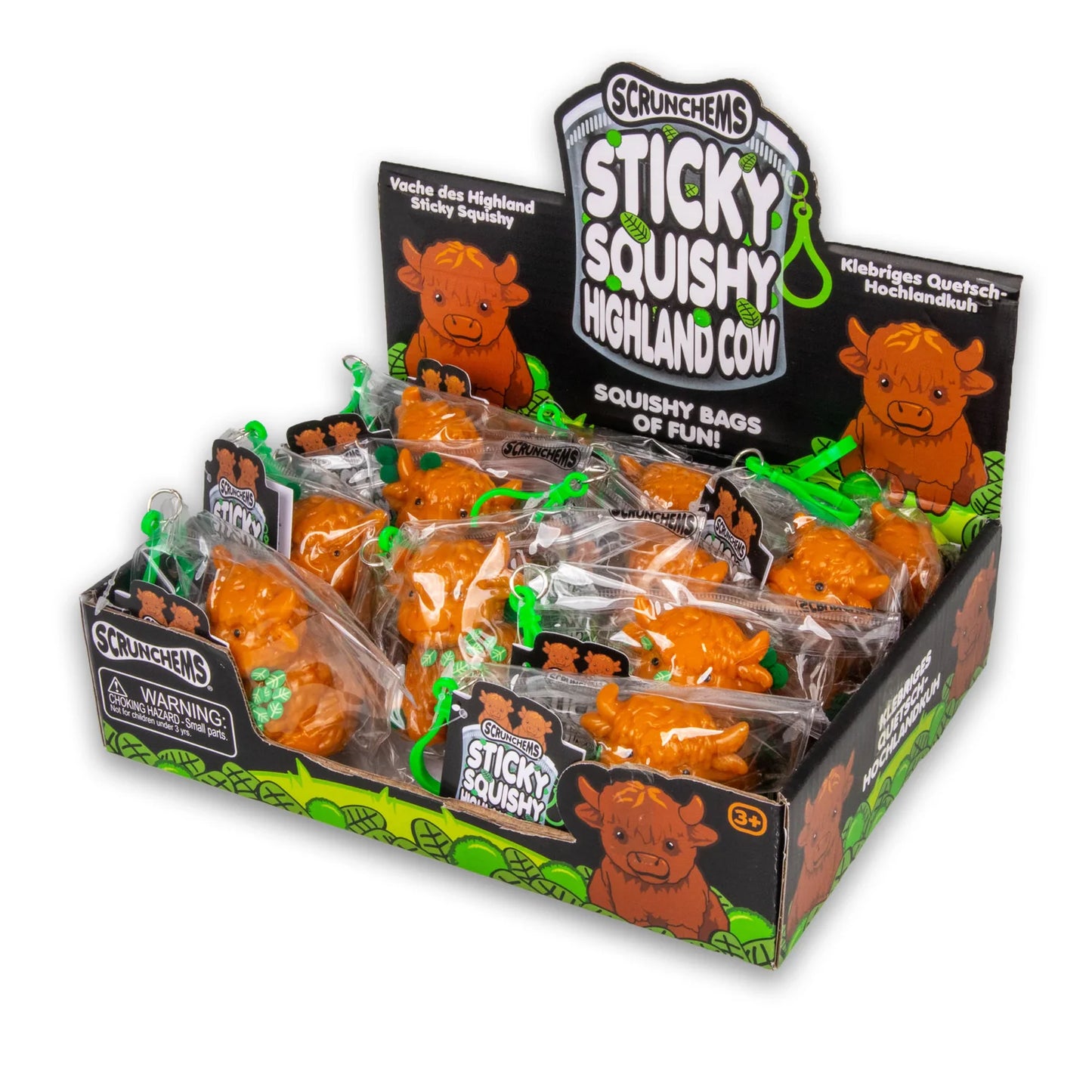 Scrunchems Sticky Squishy Highland Cow Stress Toy | Sensory Fidget Squeeze Ball for Kids - Fidgeting Fingers