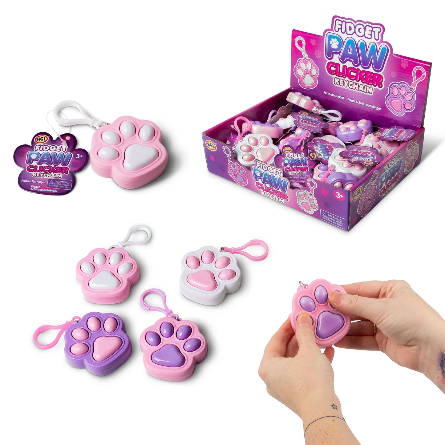 Fidget Paw Clicker – Stress Relief Keychain Toy (4 Styles)