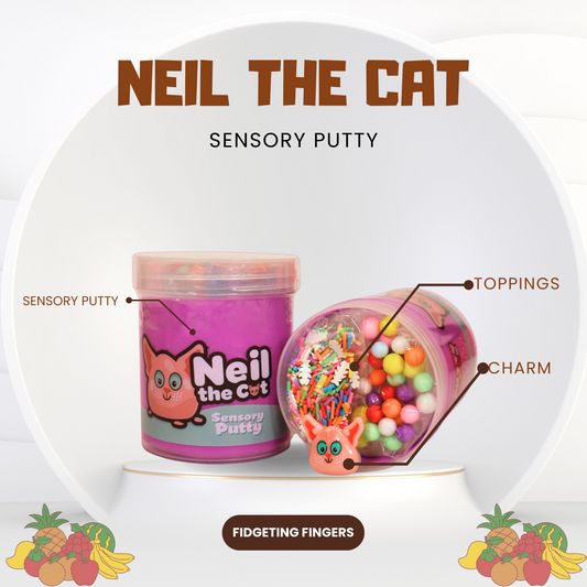 Neil the Cat Sensory Putty – Tutti Frutti Scented Fidget Toy
