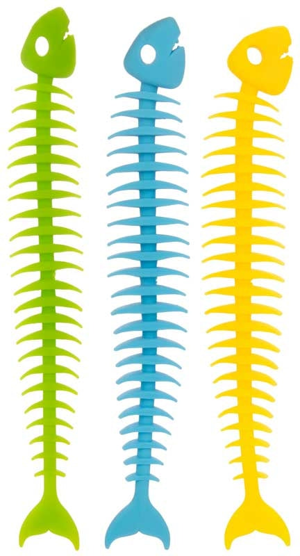 Creepsterz SKEL-I-FISH stretchy fidget toys in green, blue and yellow